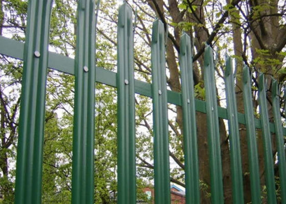 PVC gecoate groene stalen palissade hekwerk met 2,4 mm staaf voor spoorwegbeveiliging