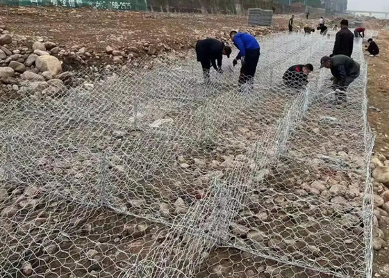 Poederbedekte / gegalvaniseerde gabion mand voor waterbeheersing 1*1*2m