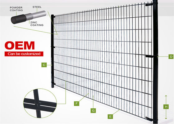 Dubbele draadgaas hekwerk 6/5/6mm Laag koolstofstaal 50x200mm Maas